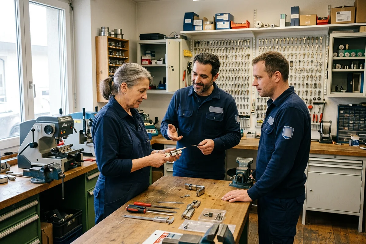 Ausgebildeter Schlüsseldienst-Fachmann in der Werkstatt